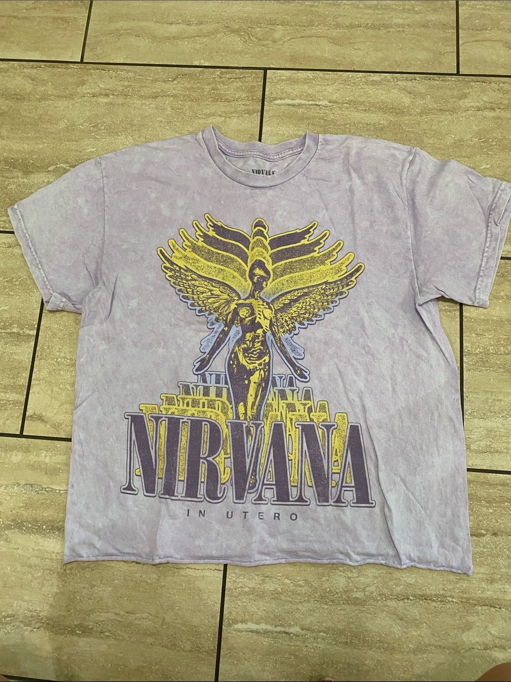 NIRVANA In Utero Tee - Lavender & Yellow Print